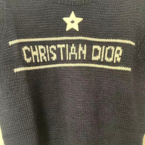 Christian Dior Short-Sleeved Sweater Navy Blue Cashmere and Wool Knit - Picture 8 of 14